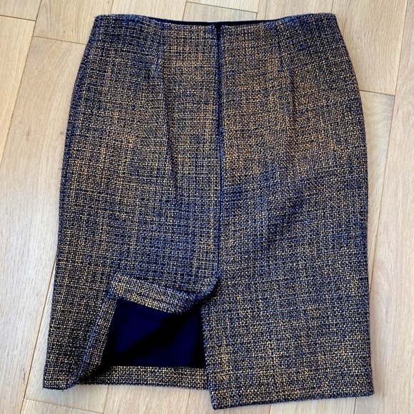 Talbots woven wool blend black copper metallic skirt - Picture 2 of 4